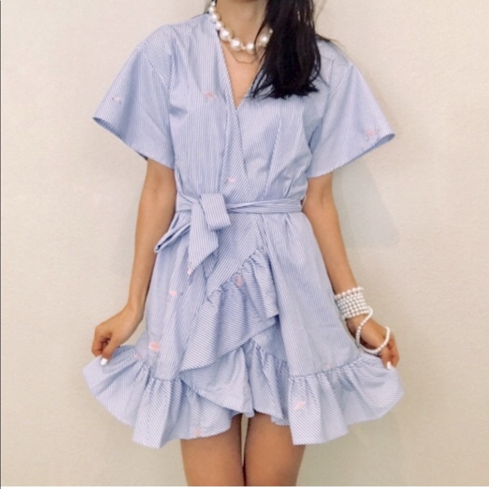 Romeo & Juliet Couture Flamingo Print Wrap Dress